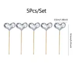 5pcs Heart Design Cake Topper