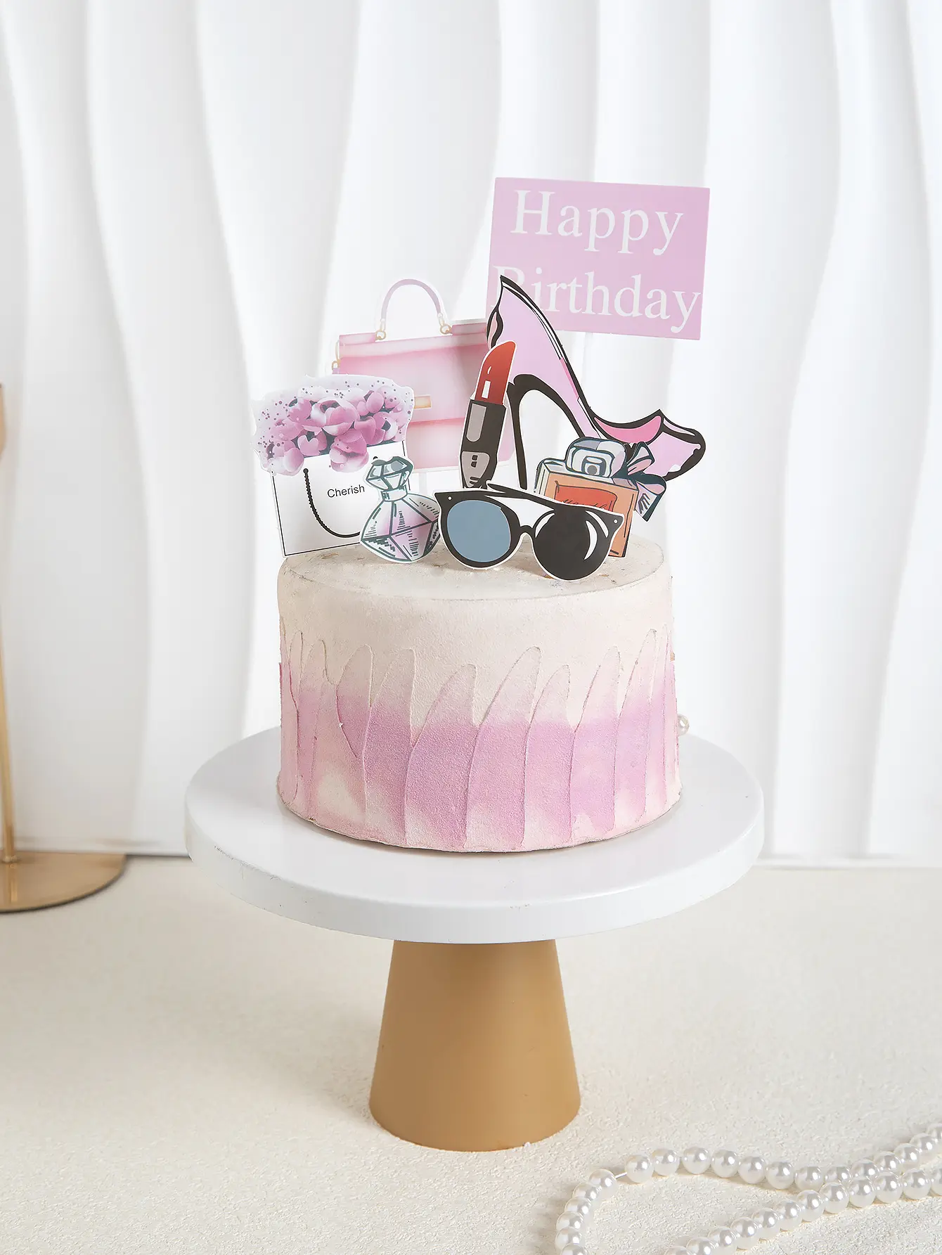 Girls makeup theme Lipstick & High Heel Decor Cake Topper