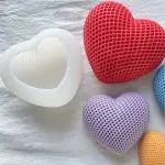 1pc Heart Shaped Candle Mold Weave Design Diy Chocolate,Baking,Plaster,Aromatherapy,Soap Mold