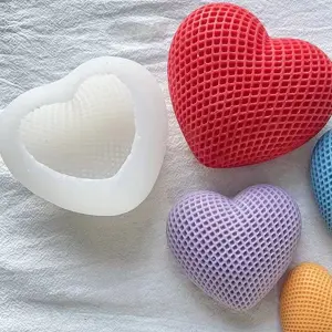 1pc Heart Shaped Candle Mold Weave Design Diy Chocolate,Baking,Plaster,Aromatherapy,Soap Mold