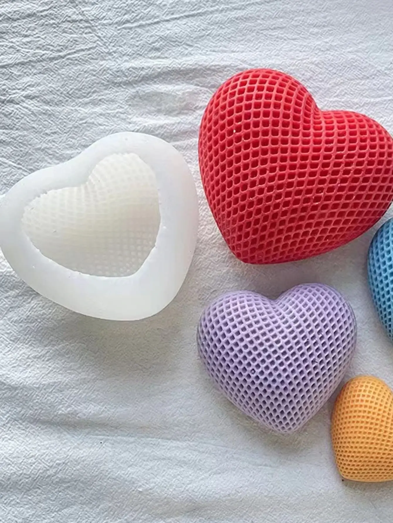 1pc Heart Shaped Candle Mold Weave Design Diy Chocolate,Baking,Plaster,Aromatherapy,Soap Mold