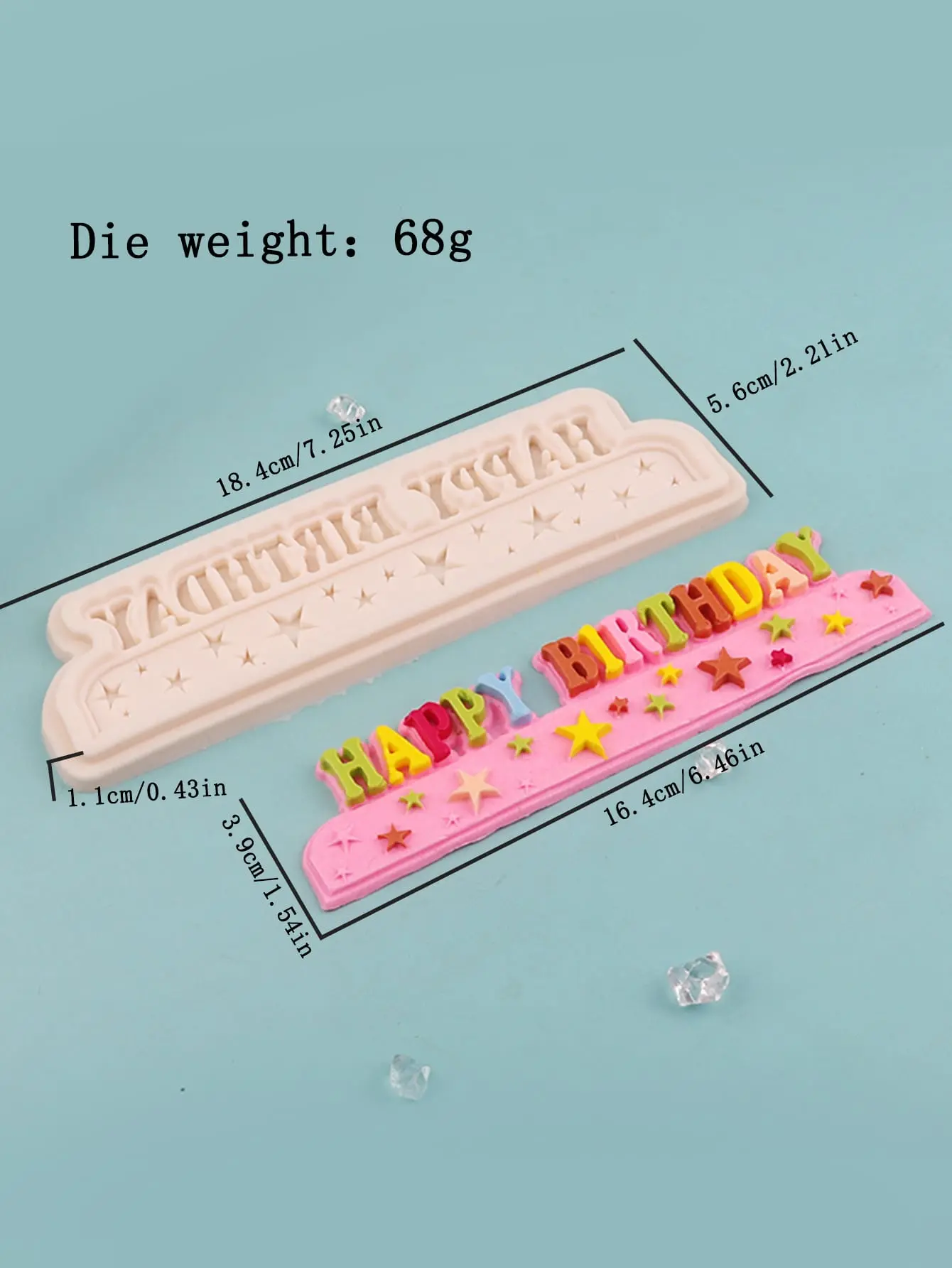 happy Birthday with stars DIY silicone fondant mould