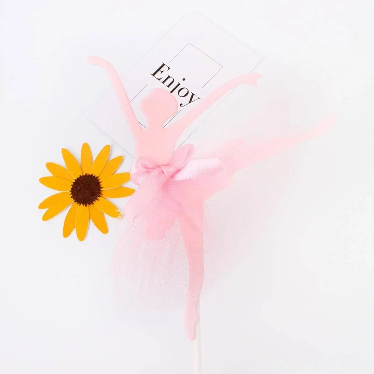 5pcs Pink Ballet Dancer Cake Toppers Ballerina Tutu Dessert Table Birthday Party Decoration Picks