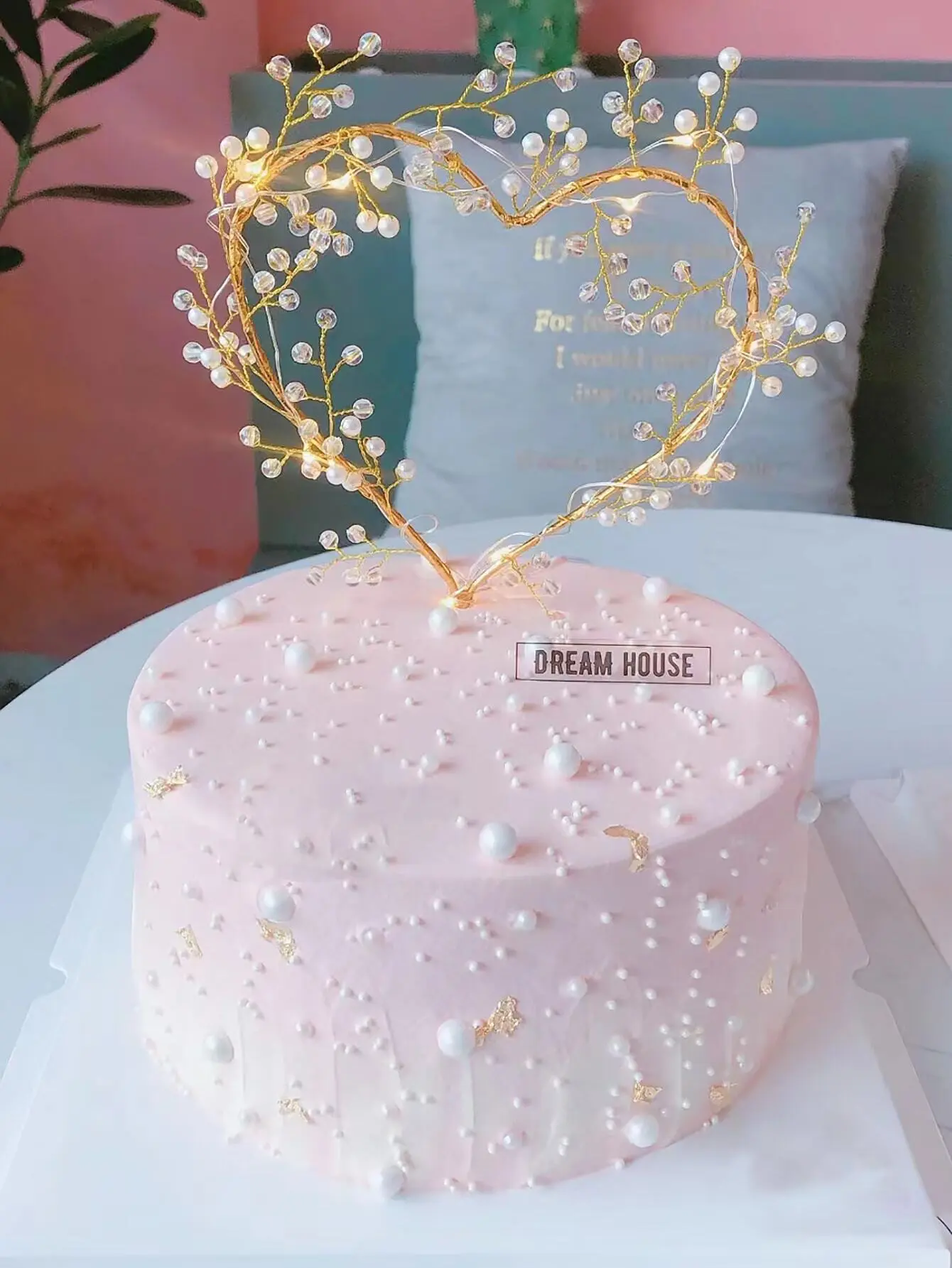1pc led Heart Shaped Cake Topper Decoration