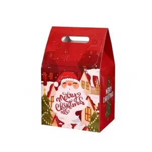1Pcs Red Big Santa Christmas Baking Paper Tote Bag 10cm x 10cm x 6cm x 15.3cm