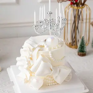 1set Vintage Candle Holder With Candles For Birthday Cake Baking Decoration
