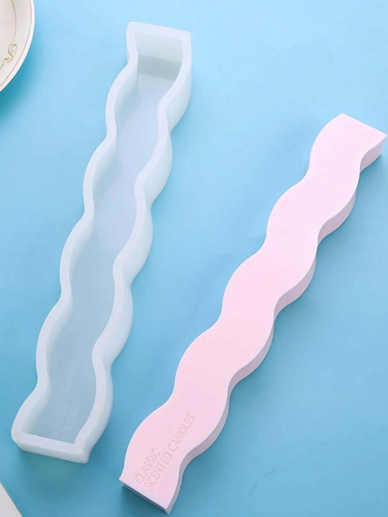 1pc wavy Shape Long Candle Silicone Mould