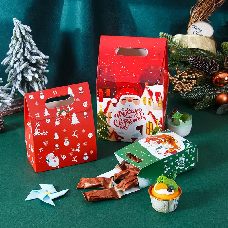 1Pcs Red Big Santa Christmas Baking Paper Tote Bag 15cm x 16.5cm x 12.5cm x 25.5cm