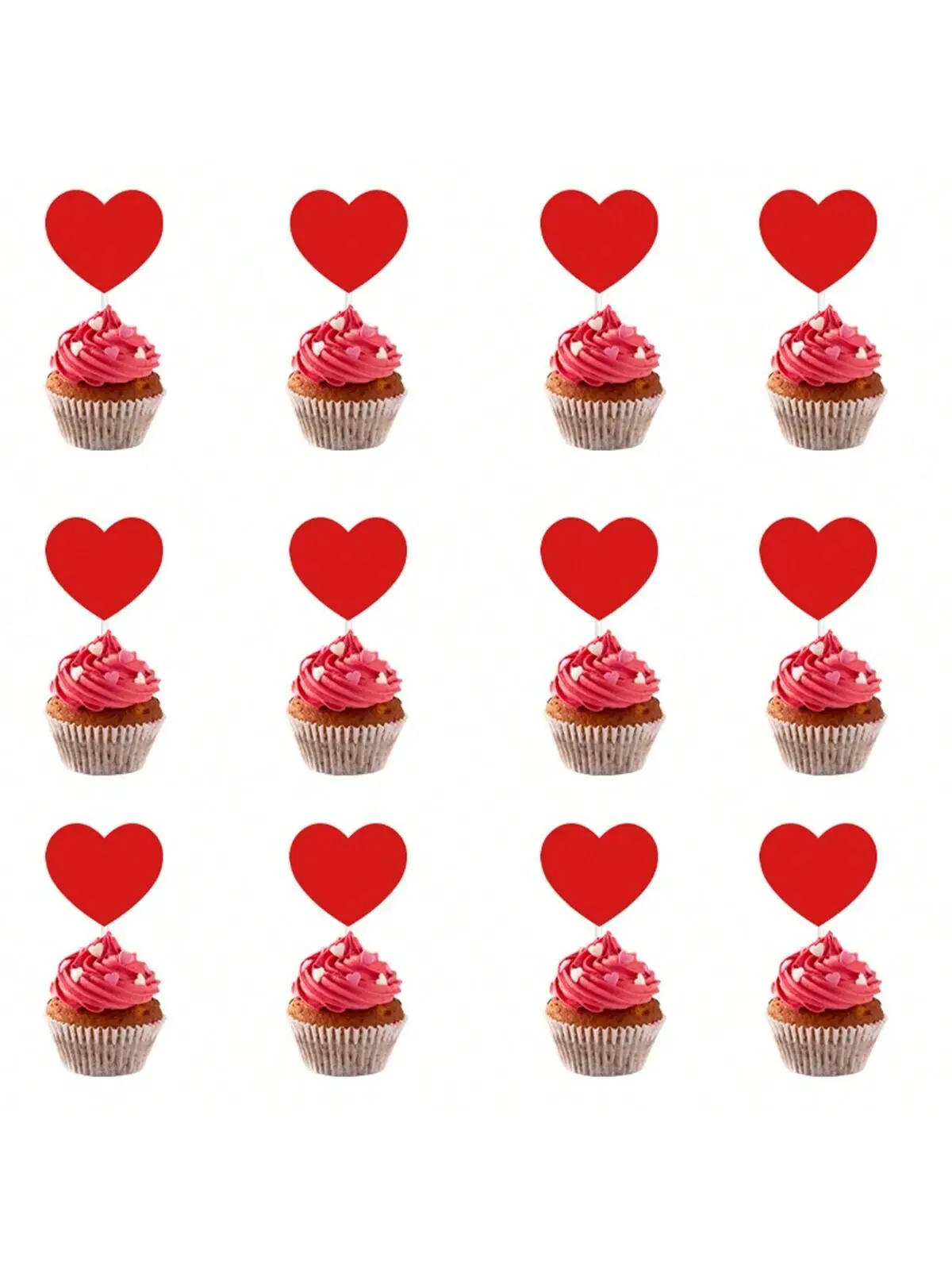 10 pcs red heart cake topper set