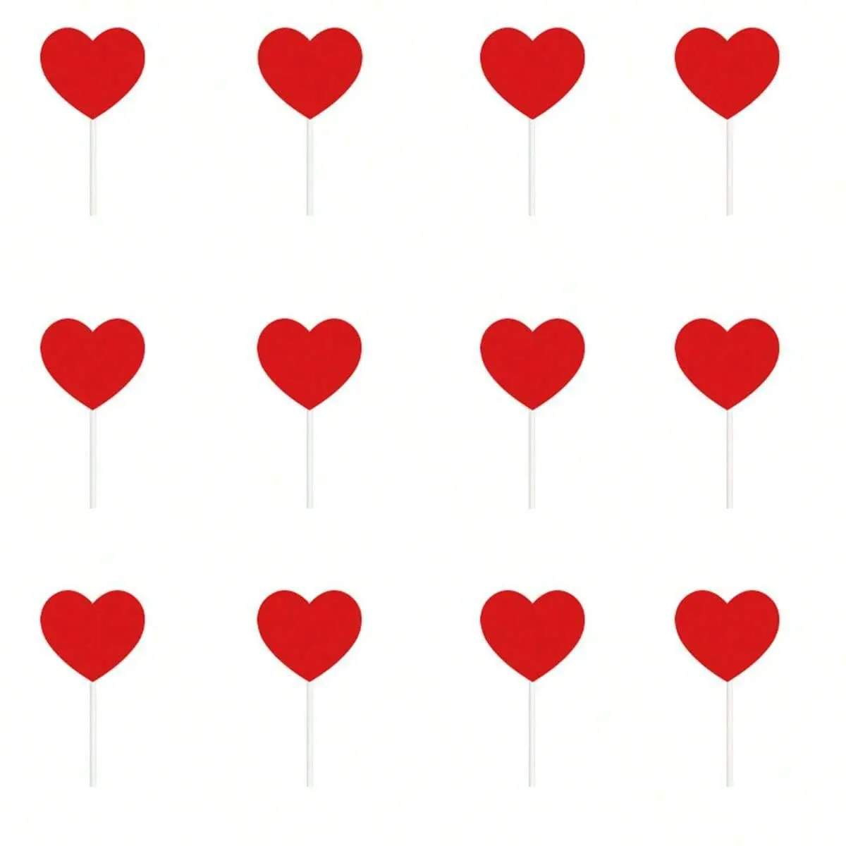10 pcs red heart cake topper set