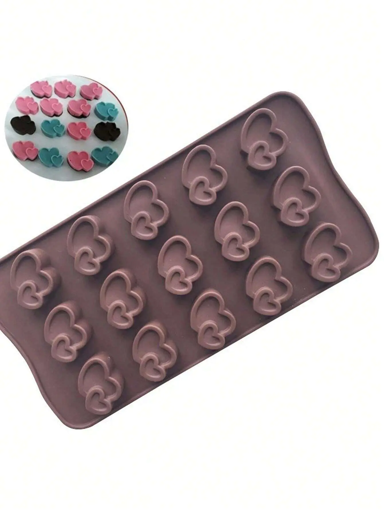1pc Double heart silicone mould