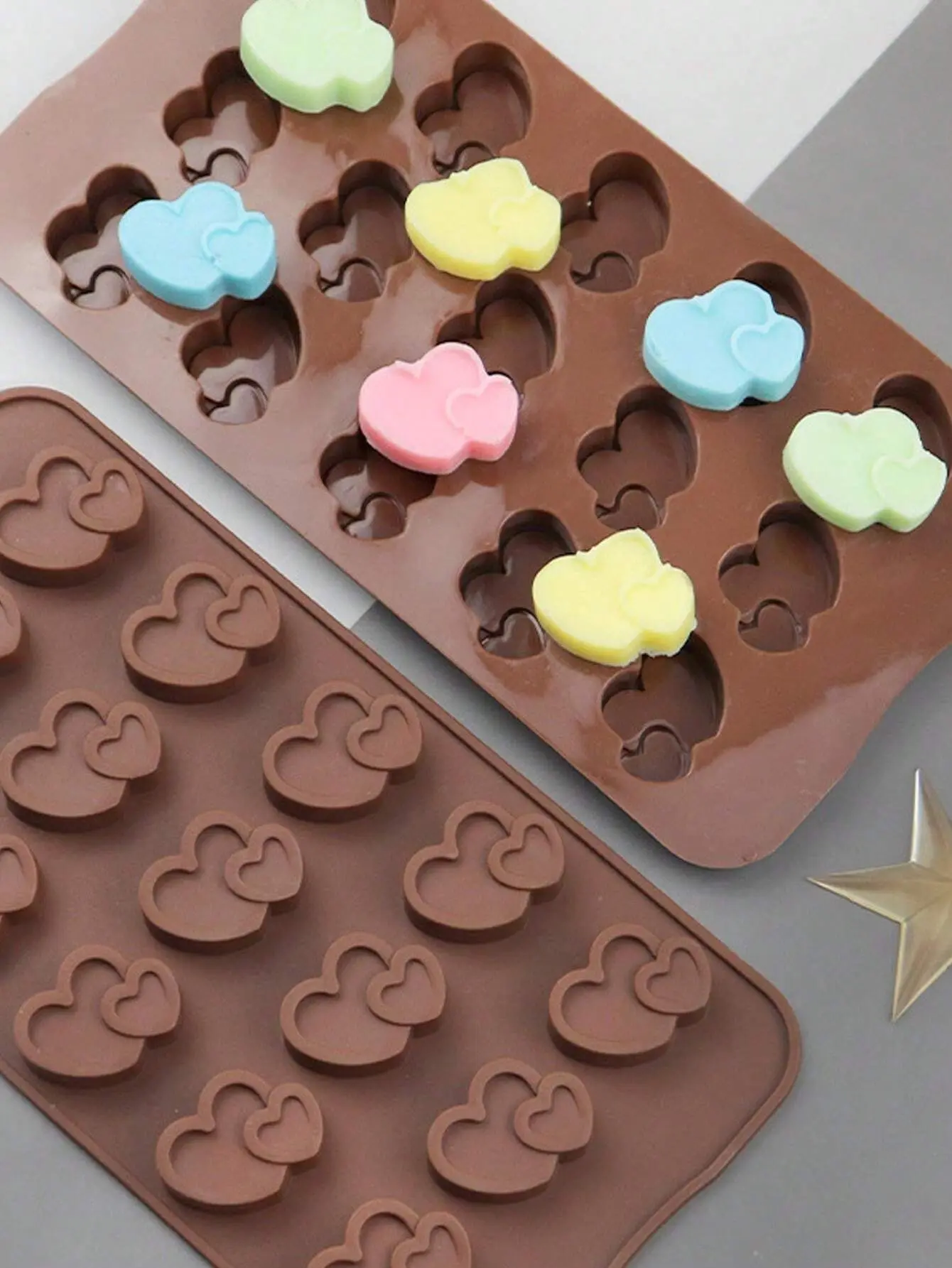 1pc Double heart silicone mould