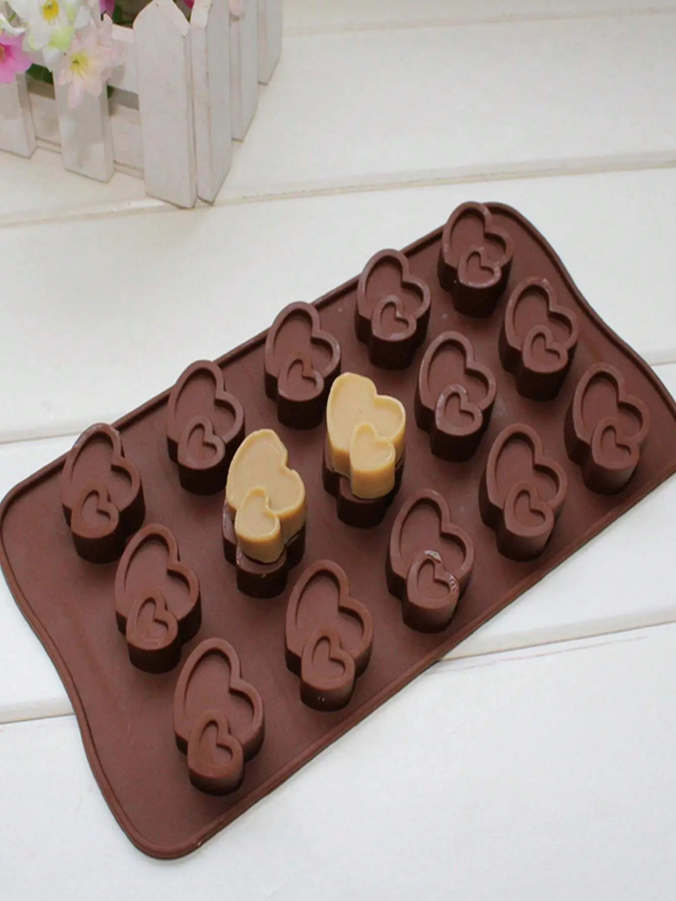 1pc Double heart silicone mould