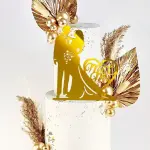 1pc Large Golden Acrylic Wedding Cake Topper For Valentine's Day Party,Christmas