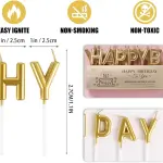 Gold Happy Birthday Letter Cake Candle
