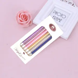 Colourful thin long candle with holder ( set of 6 pcs )
