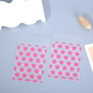 pink colour star print cookie sleeve 10x8cm (50pcs )