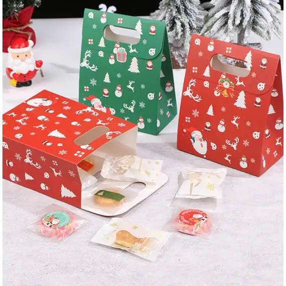 10Pcs Red Christmas Portable Paper Bags