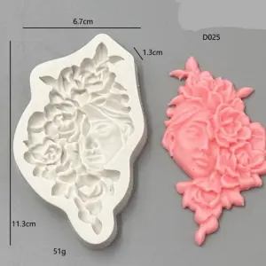 Floral Lady Face Silicone Mould for Artistic Cake Toppers