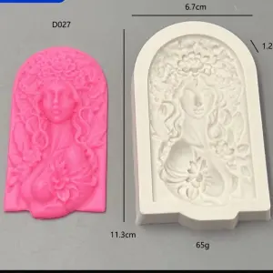 Floral Lady Face Silicone Mould Style 3 for Fondant & Clay