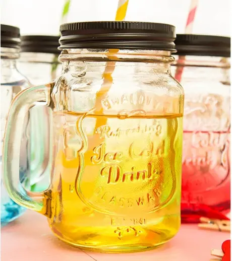 1 pcs Glass Mason Jars With Straw