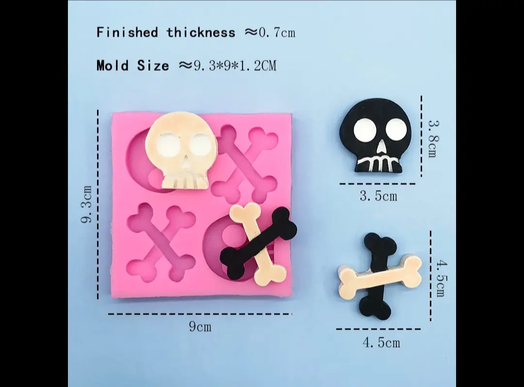 Skeleton Skull Bone Silicone Cake Fondant Mould