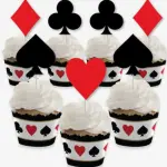 4 pcs Casino Poker Party,diwali cards party for Cupcake Toppers snack sticks