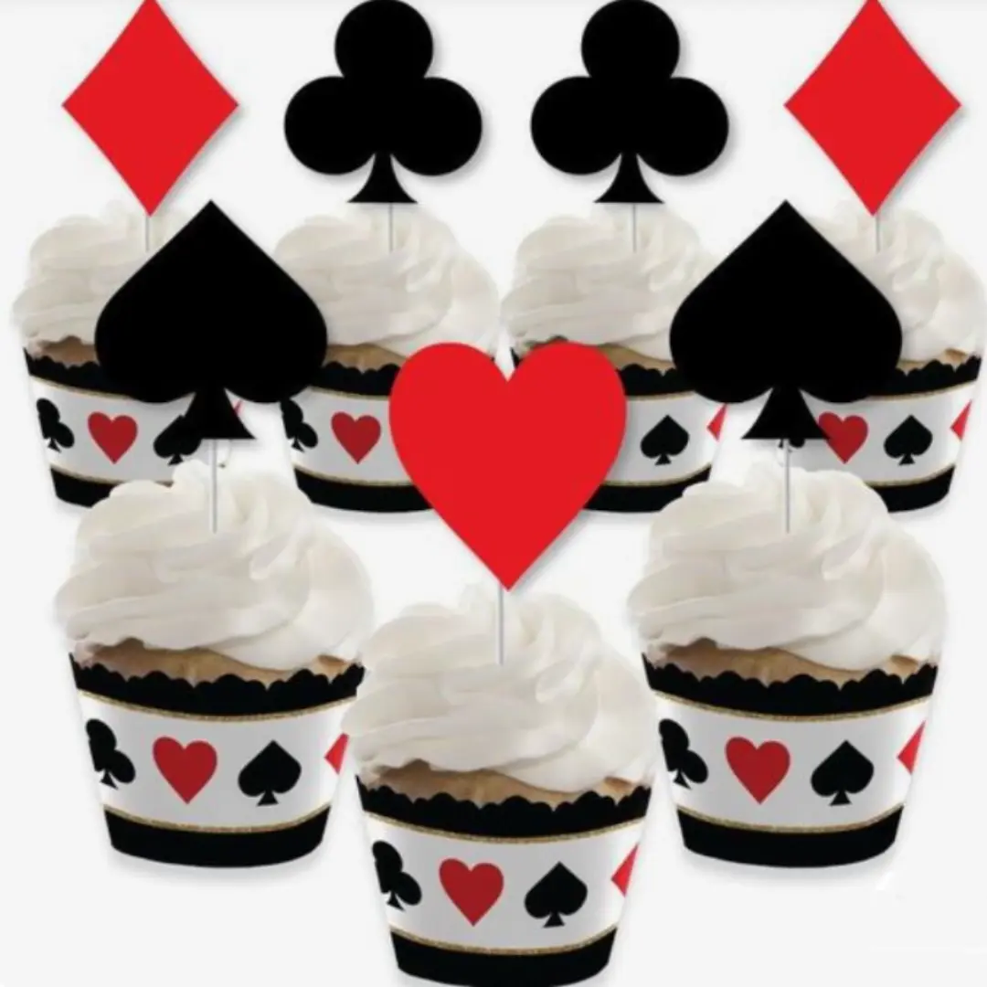 4 pcs Casino Poker Party,diwali cards party for Cupcake Toppers snack sticks
