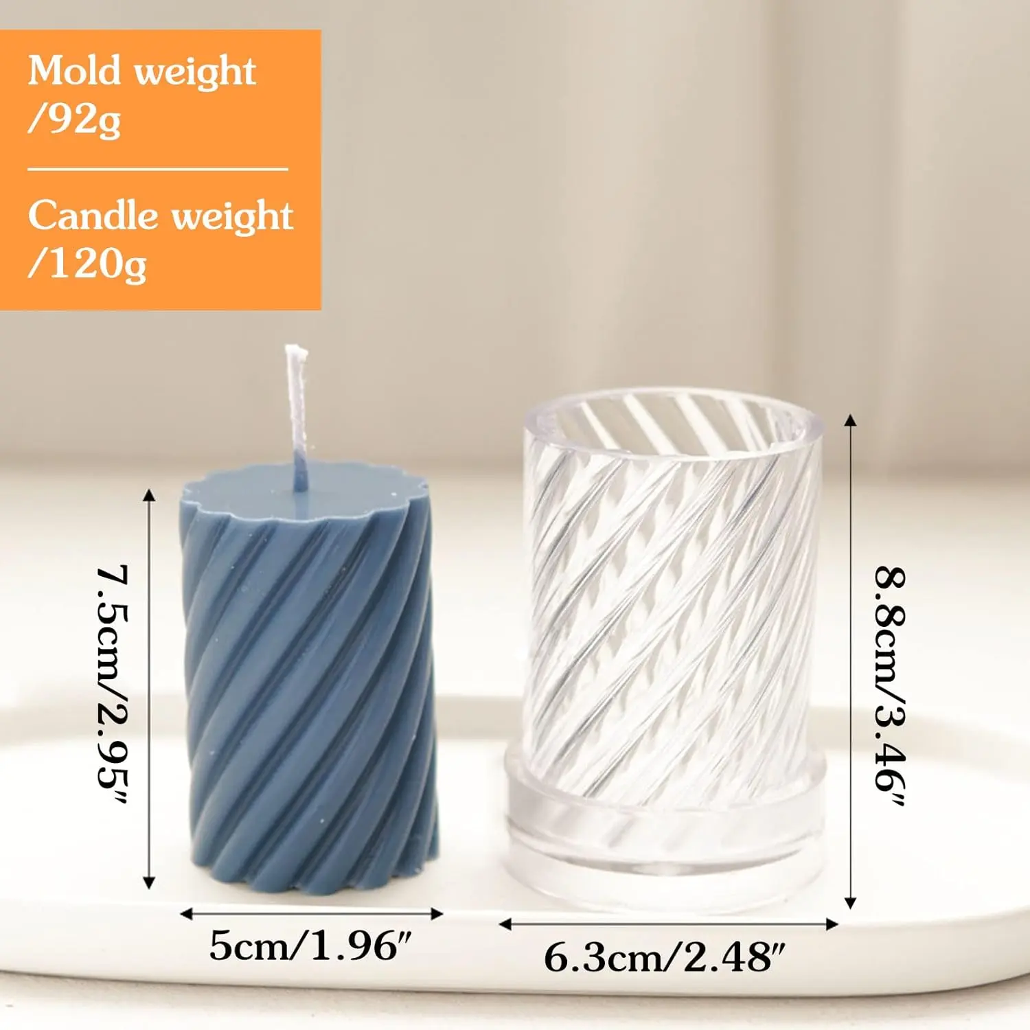 1 pcs Acrylic Cylinder Spiral Shape Candle Mould