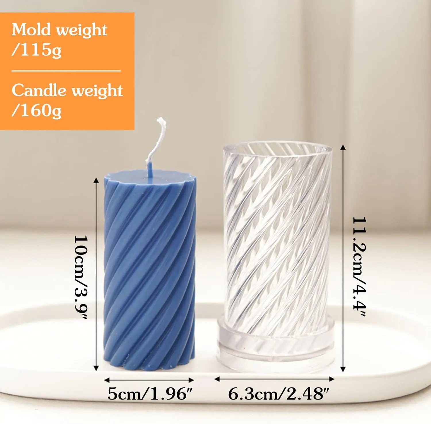 1 pcs Acrylic Cylinder Spiral Shape Candle Mould