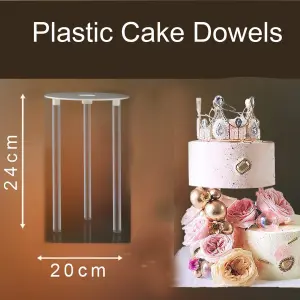 Plastic cake dowels set of 3 pcs round stand and 3 dowels set