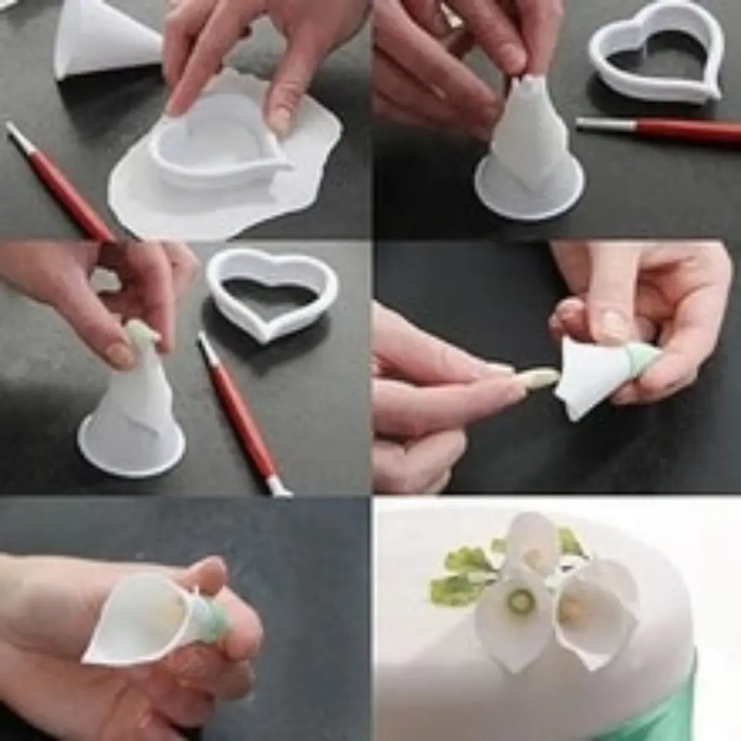 6 Pcs Icing Fondant Calla Lily Flower Cookie Cutter Mold Bakeware Tool Cutter Sugarcraft Paste Mold Cake Decorating Cutter Former