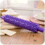 Purple rose flower shape Fondant Embossed Sugarcraft Rolling Pin for cake bread DIY Decorating Mold Gum Paste Tool