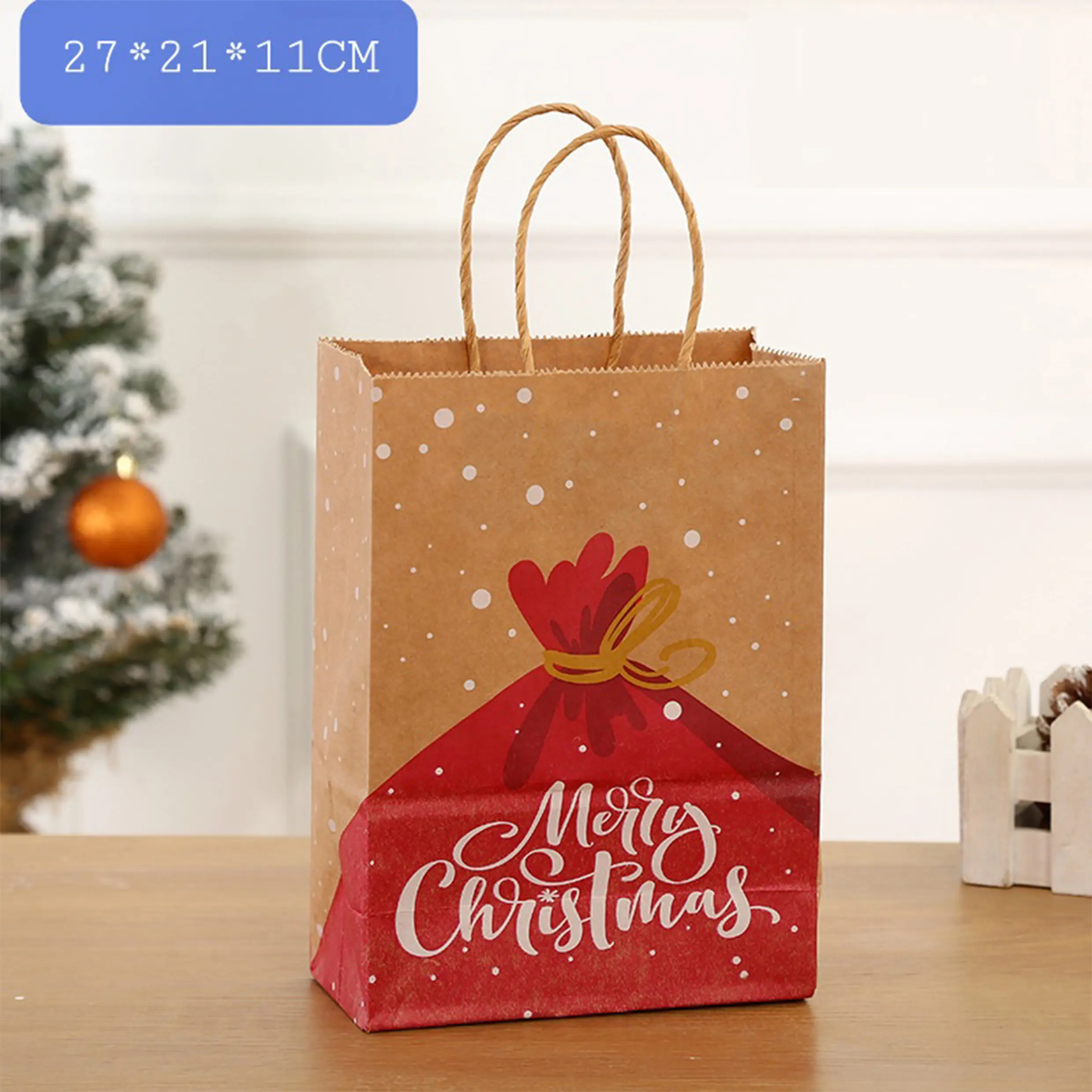 1 Pcs Merry Christmas gift bag (27 x 21 x 11 cm )
