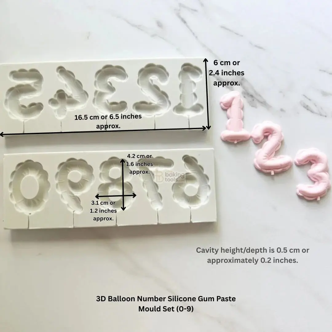 3D Balloon Number Silicone Gum Paste Mould Set (0-9)