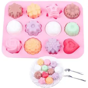 12-Cavity mixed Flower candy ,soap ,cholate ,Silicone mould