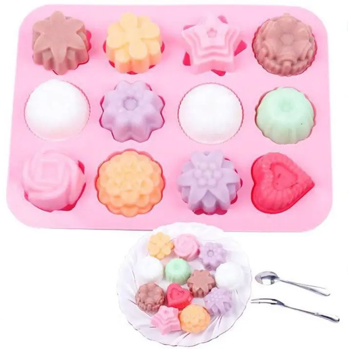 12-Cavity mixed Flower candy ,soap ,cholate ,Silicone mould