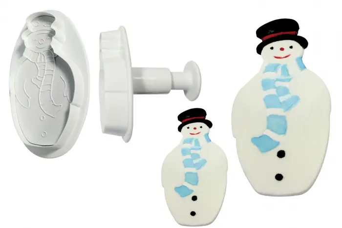 2 pcs Christmas snowman cookie plunger set