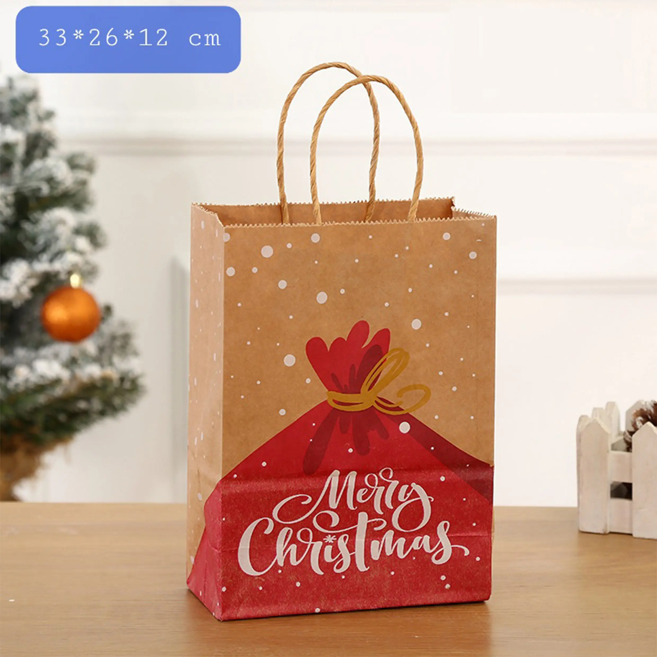 5 Pcs Merry Christmas gift bag (33 x 26 x 12 cm )