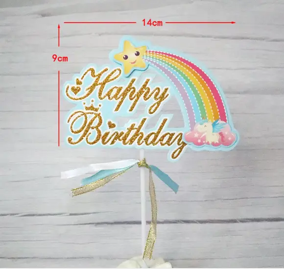 1 pcs Happy birthday Rainbow cake topper