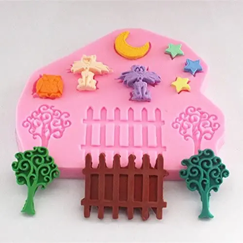Night owl scary night Halloween theme silicone fondant mould