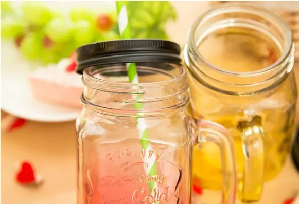 1 pcs Glass Mason Jars With Straw
