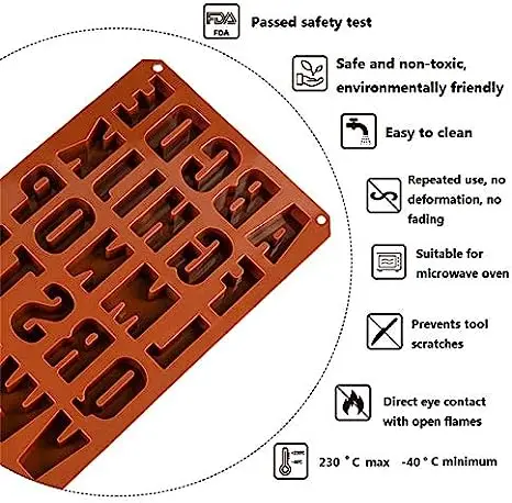 26 Cavities large Alphabet Numbers Silicone Baking Mould,Capital Letter Moulds Chocolate mould Ice Cube DIY Moulds