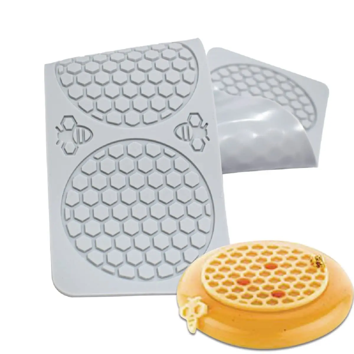 5 cavity Honey Bee comb with honey bees chocolate garnish mould