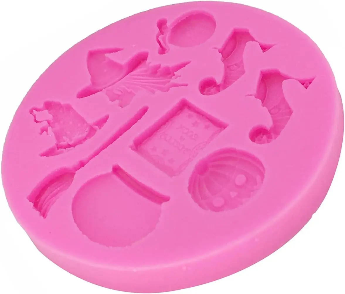 Pumpkin Witch Shoes Hat Magicbook Broom Shape Halloween Silicone Moulds