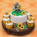Sunflower with leaves Flower silicone Mould