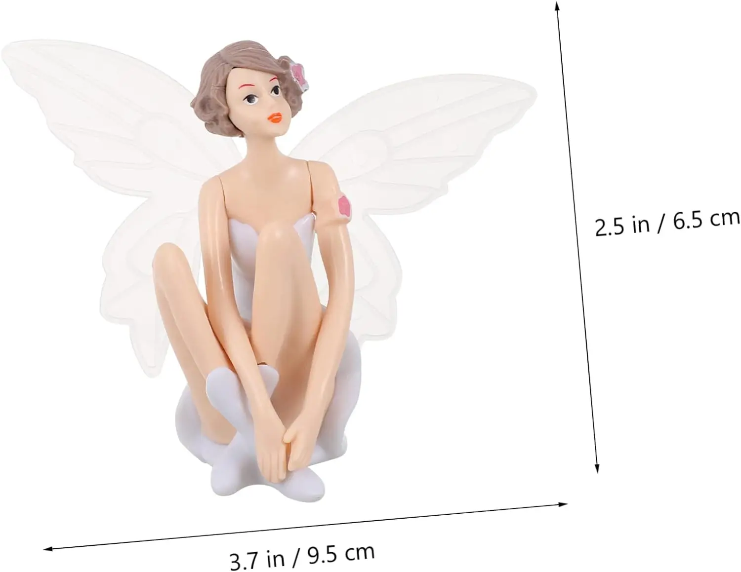3 pcs White Wings Cute Angel Girl Cake Topper