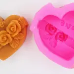 Heart shaped with love and flower deep silicone mould