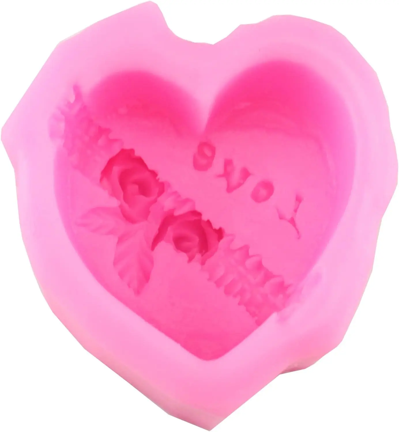 Heart shaped with love and flower deep silicone mould