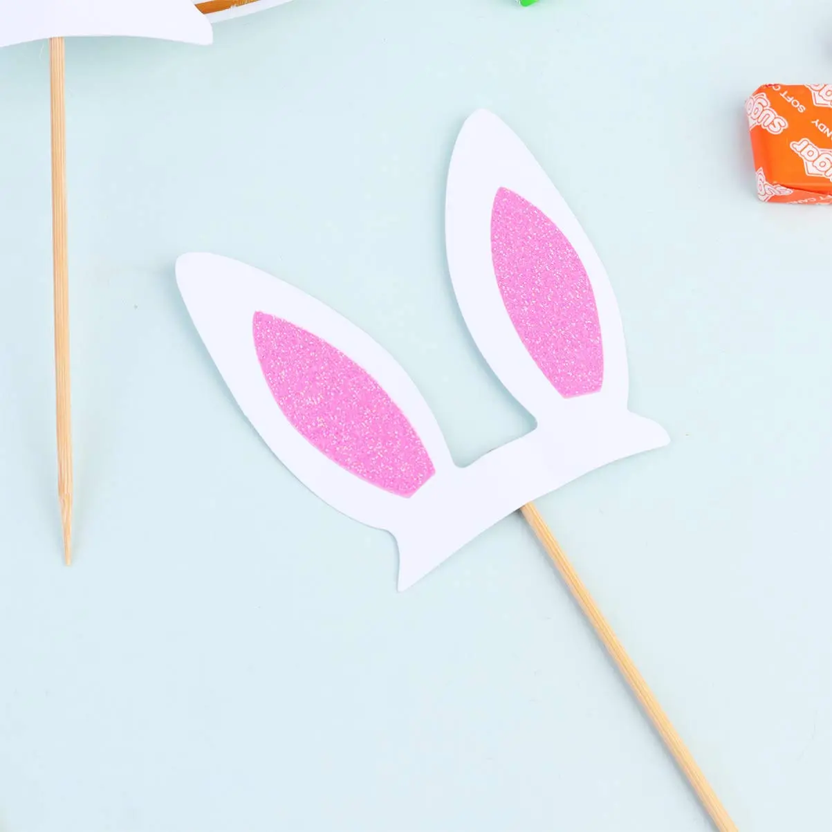 3 pcs Glitter Rabbit Ear bunny ear Cake / cupcake Topper